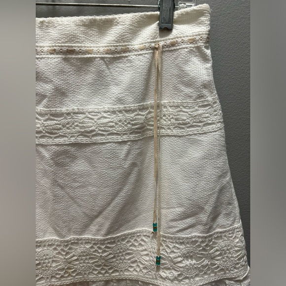 Vintage Karen Millen White Lace Midi/Maxi Skirt with suede/bead belt detailing - Picture 2 of 5
